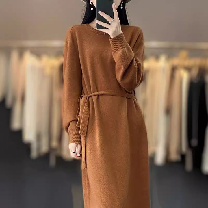 Knit dress for women with tie detail and soft material Lune London