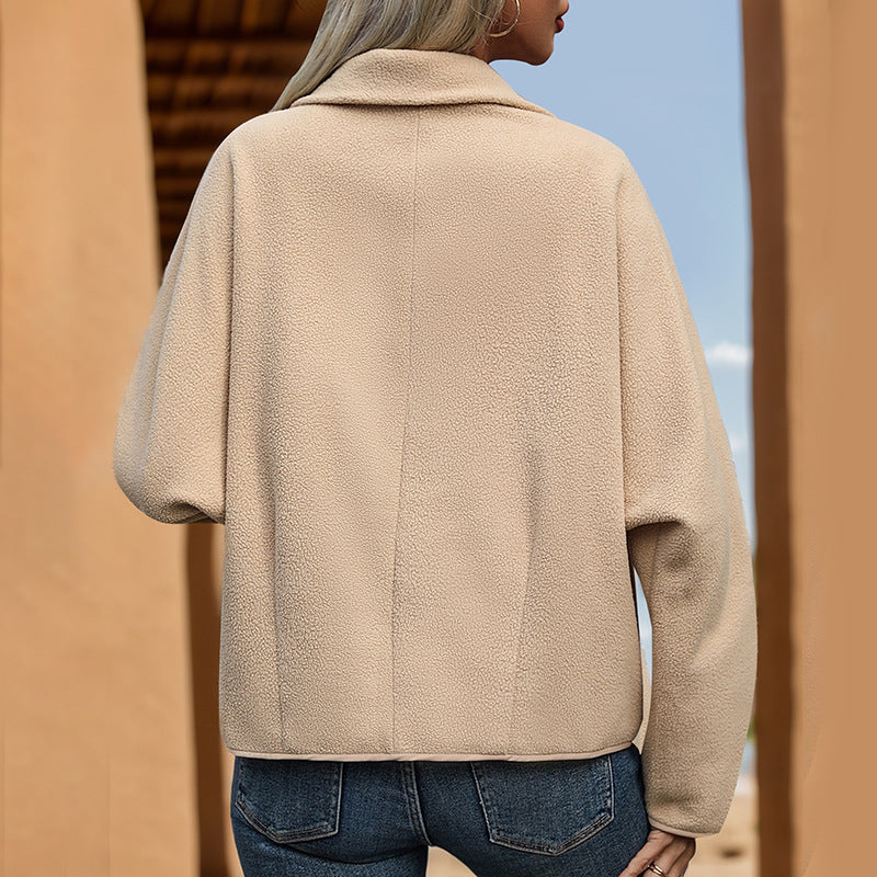 Women's fleece jacket with decorative buttons and side pockets Lune London