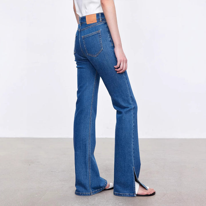 Jean bootcut pour femmes au style vintage avec taille haute Chic & Stil