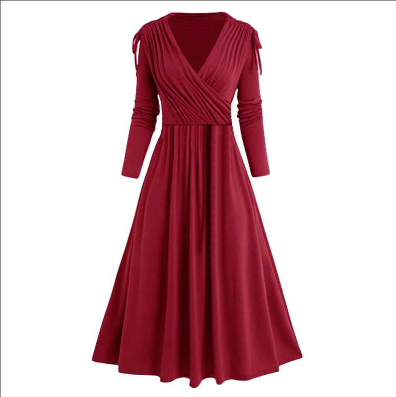 Midi dress for women with draped effect and long sleeves Lune London