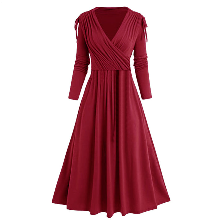 Midi dress for women with draped effect and long sleeves Lune London