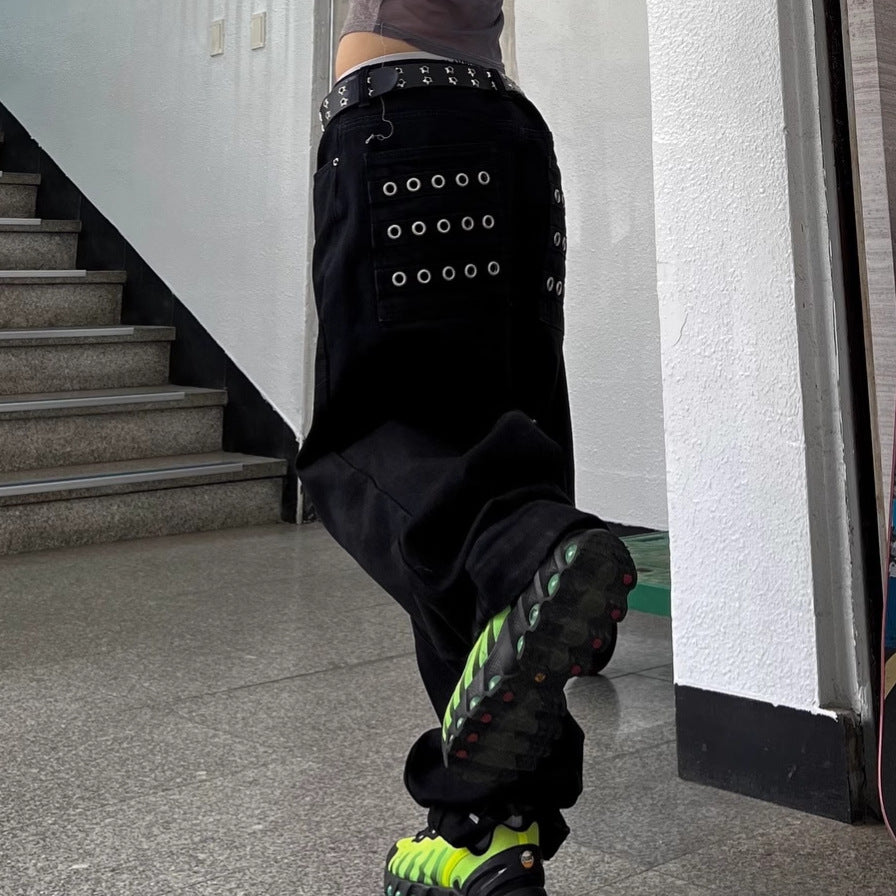 Cargo pants for women with eyelets and contrasting design Lune London