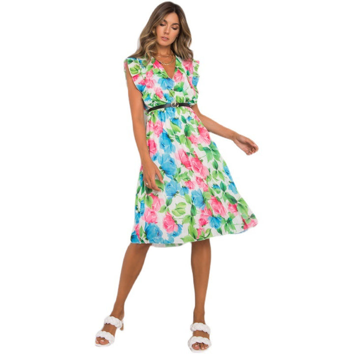 Lune London Floral Ruffle Midi Dress for Women