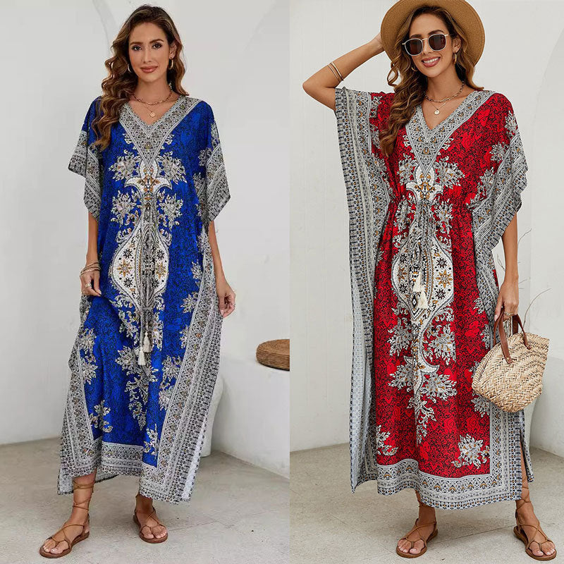Lune London bohemian printed maxi kaftan dress for women