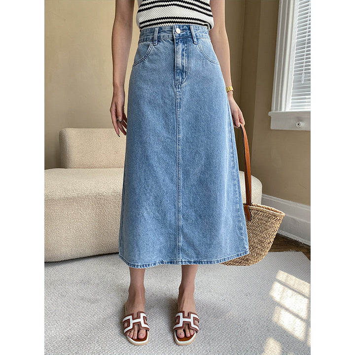 Ladies Elegant Long Denim Skirt Chic & Stil