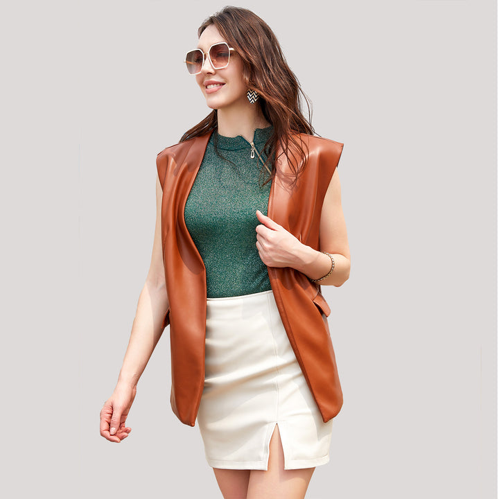 Transitional women's leather vest in high quality Lune London