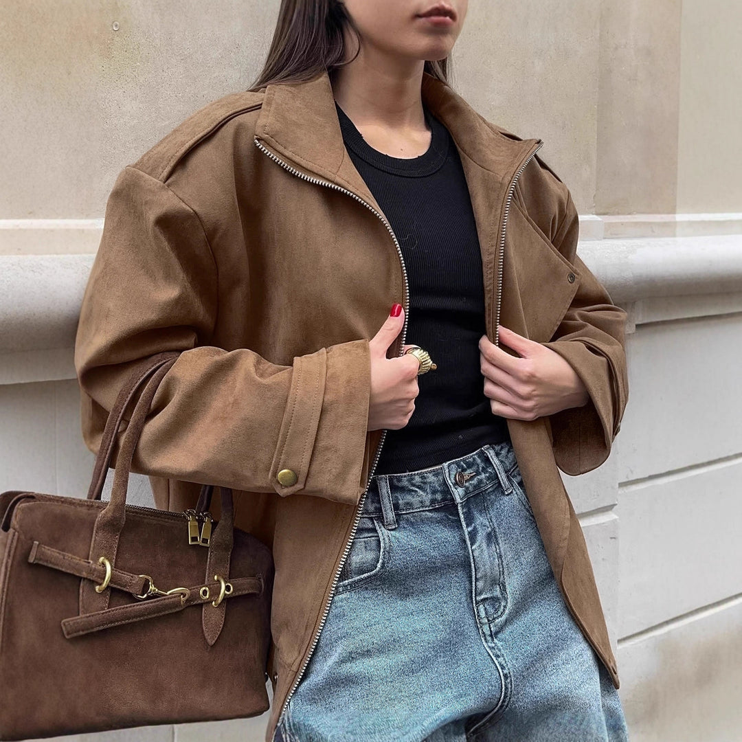 Lune London Soft Suede Casual Oversized Jacket for Women