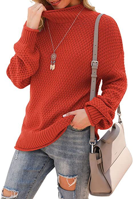 Women's sweater with high collar and structured knit pattern Lune London