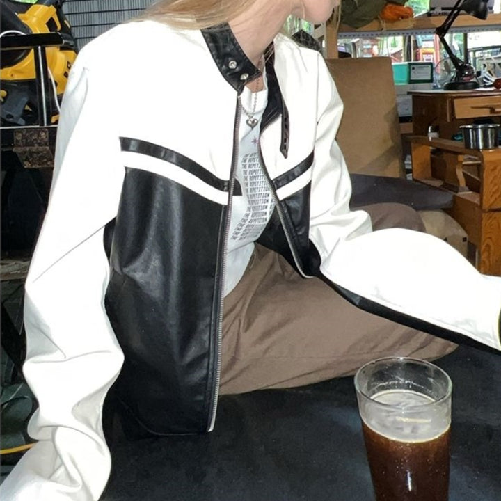 Ladies stylish sports jacket with contrasting stripes and a high collar Lune London