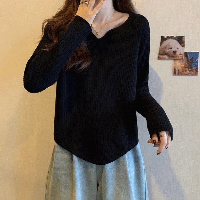 Women's casual long-sleeve shirt with fine ribbed texture Chic & Stil
