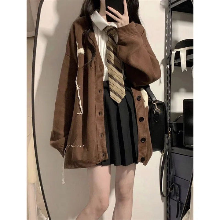 Ladies fashion cardigan with crossed applications and button details Lune London