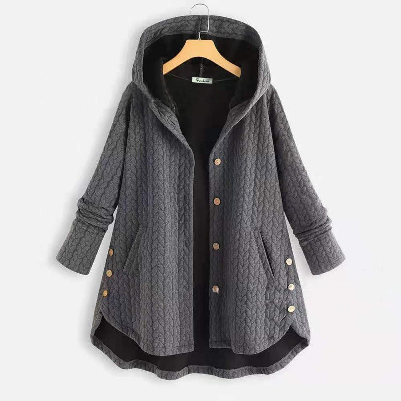 Veste à capuche décontractée pour femmes avec fermeture à boutons et poches Chic & Stil