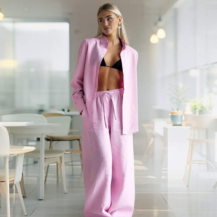 Women Comfortable Linen Loungewear Suit Lune London