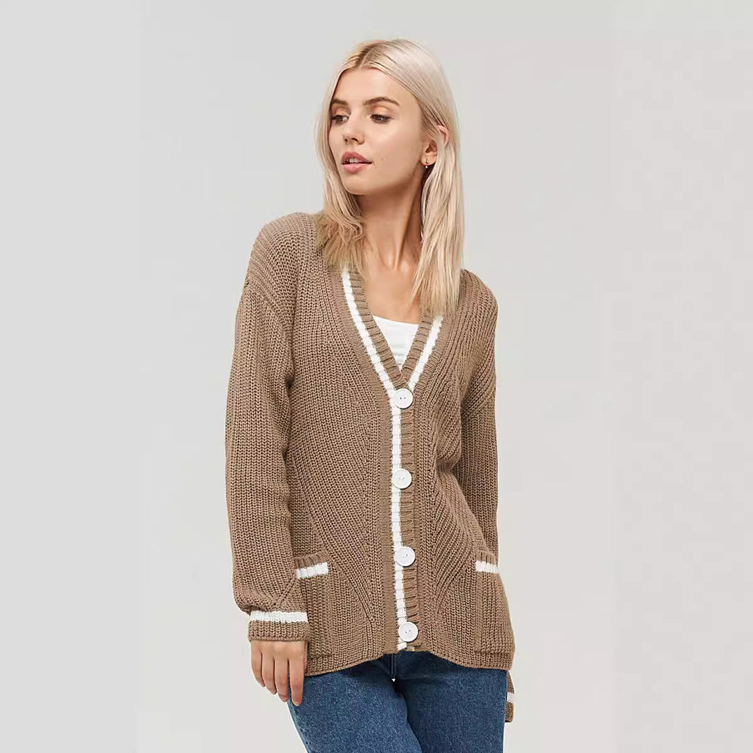 Ladies chunky knit cardigan with pockets Lune London