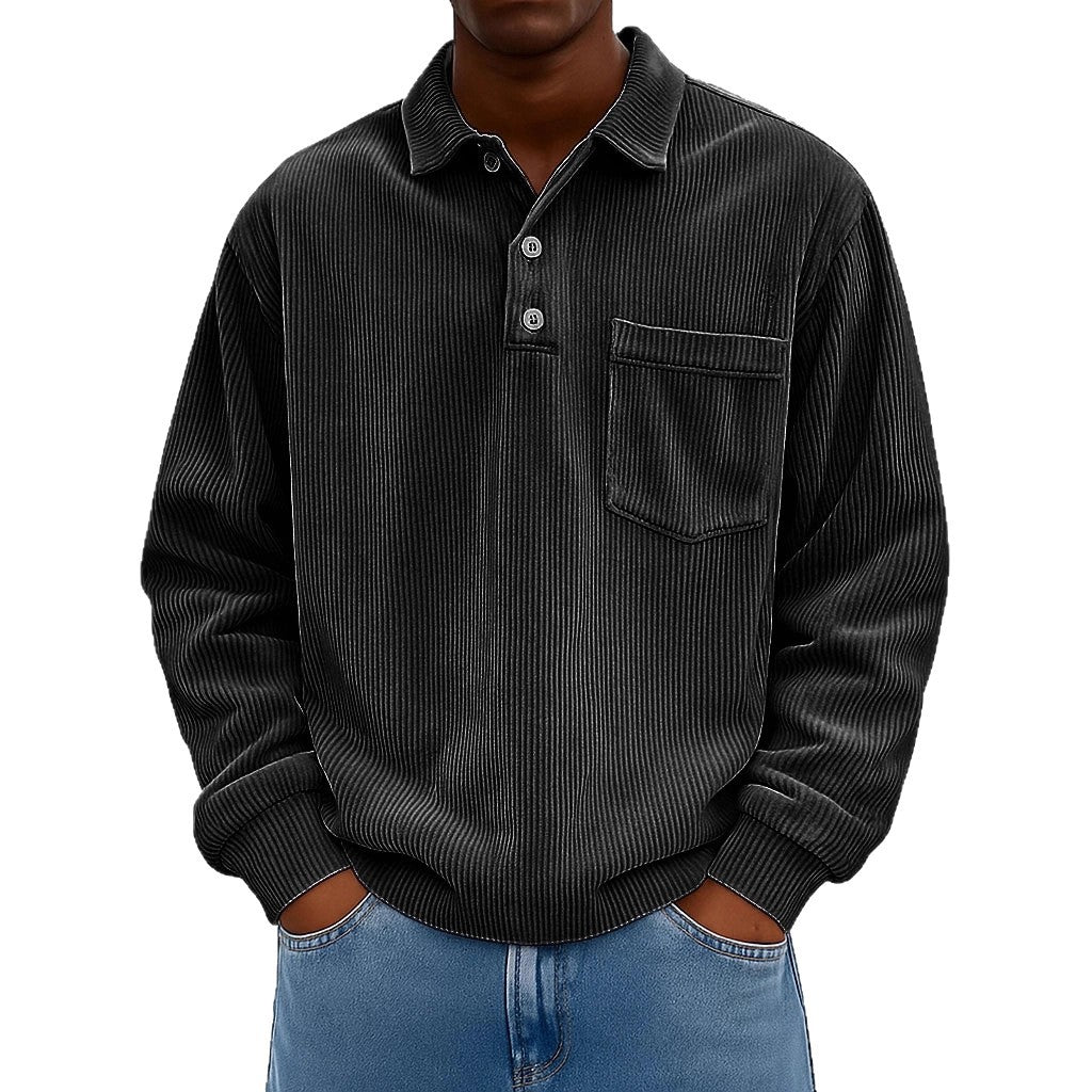 Men's Casual Polo with textured ribbed design and chest pocket Lune London