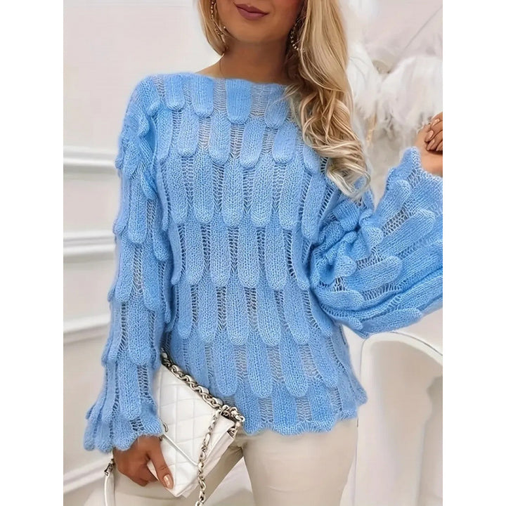 Sweater en maille pour femmes avec des manches volumineuses et un motif texturé Chic & Stil