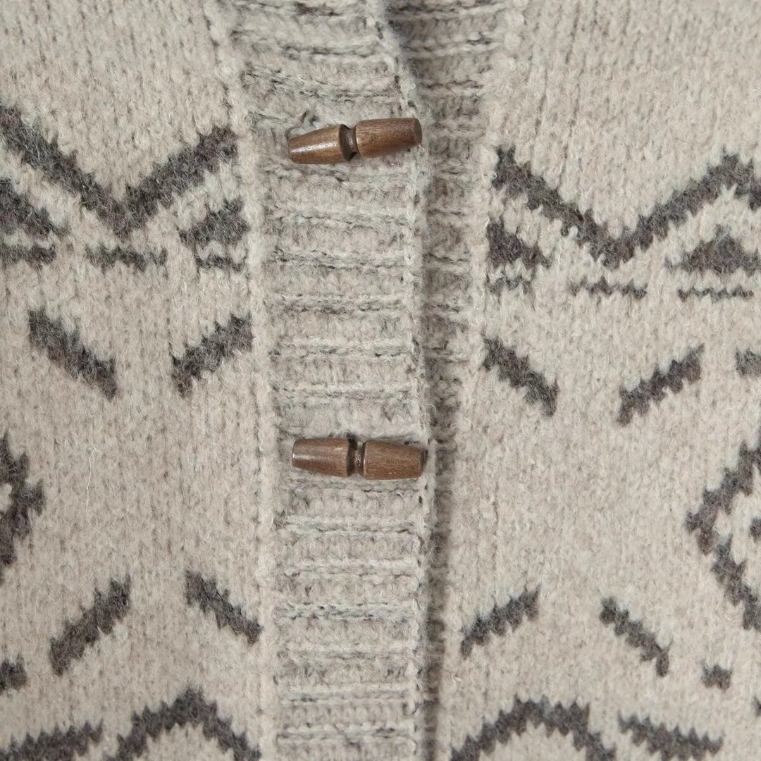 Ladies patterned knitted with high collar and button details Lune London