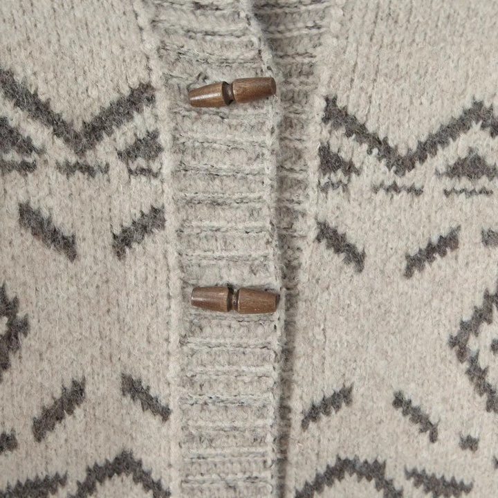 Ladies patterned knitted with high collar and button details Lune London