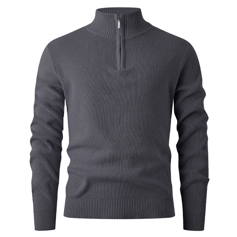 Knit sweater for men with half-zip closure and ribbed structure Lune London