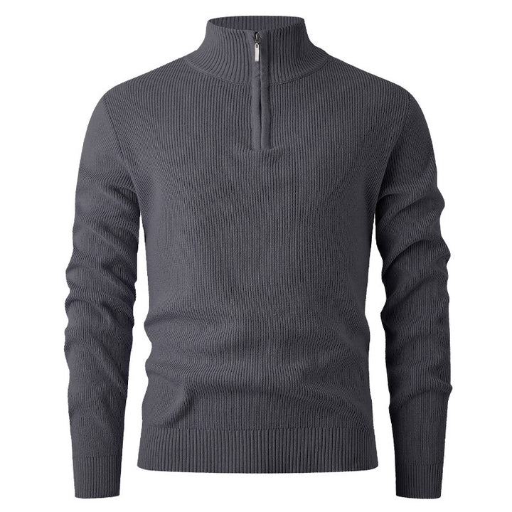 Knit sweater for men with half-zip closure and ribbed structure Lune London