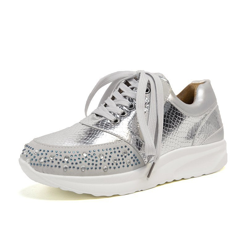 Women's sneakers with sparkling rhinestones and a stylish metallic surface Lune London