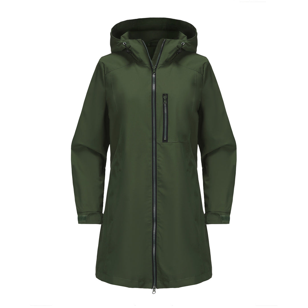 Women's modern rain jacket with hood and practical pockets Lune London