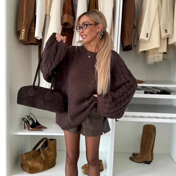 Pull en tricot pour femmes avec motif en gros câble et coupe oversize Chic & Stil