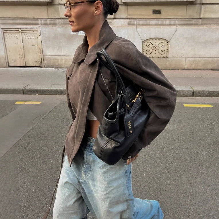Veste en suédine pour femmes avec ceinture à la taille Chic & Stil
