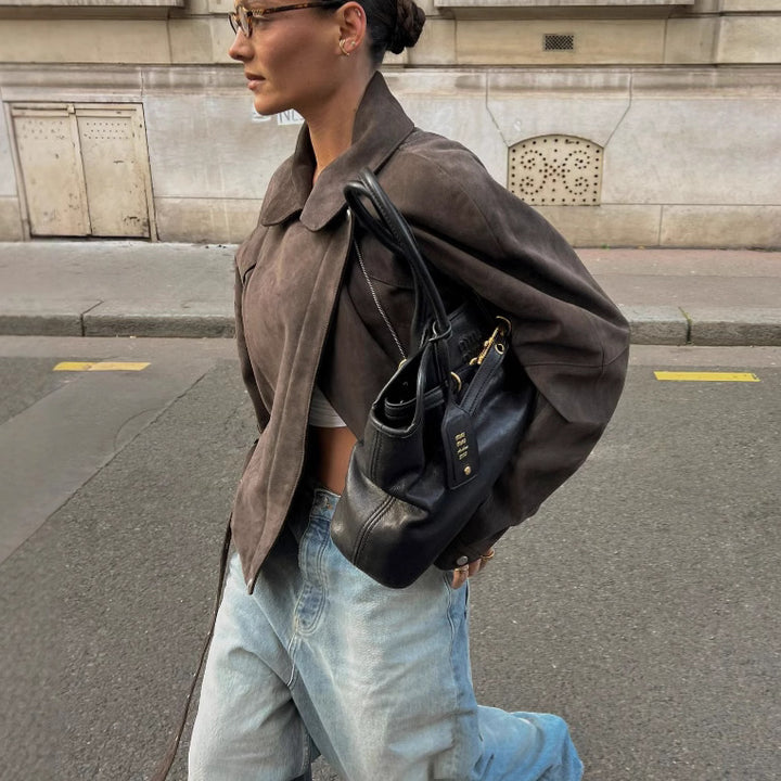 Veste en suédine pour femmes avec ceinture à la taille Chic & Stil
