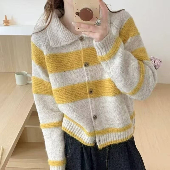 Cardigan Confortable pour Femmes avec Rayures Vintage Chic & Stil