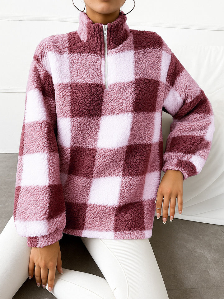 Fleece pullover for women with high neck and full zip Lune London