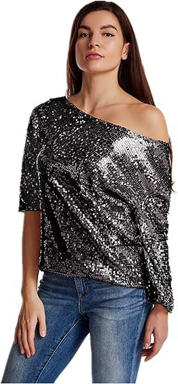 Ladies Sparkling Sequin Blouse Lune London