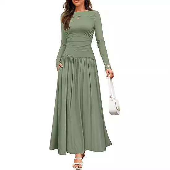 Maxi dress for women with long sleeves and practical pocket design Lune London