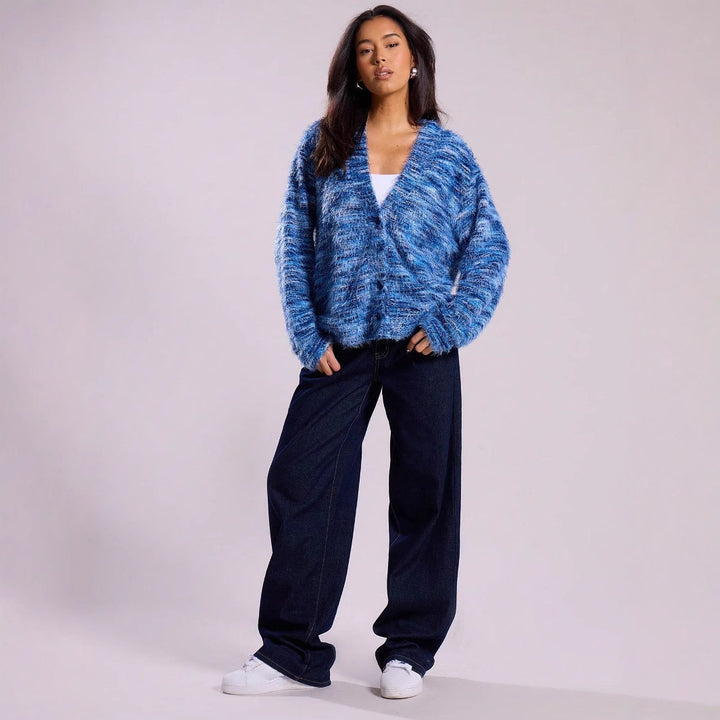 Pull en maille aérienne pour femmes avec décolleté en V profond et couleur dégradée charmante Chic & Stil