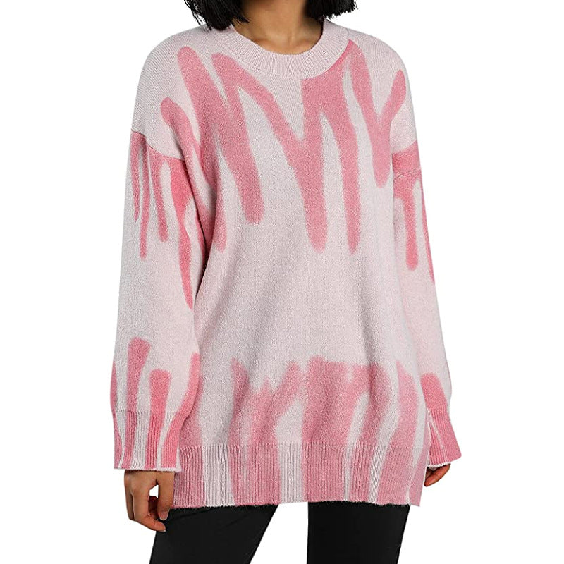 Casual sweater for women with modern abstract design and oversized cut Lune London