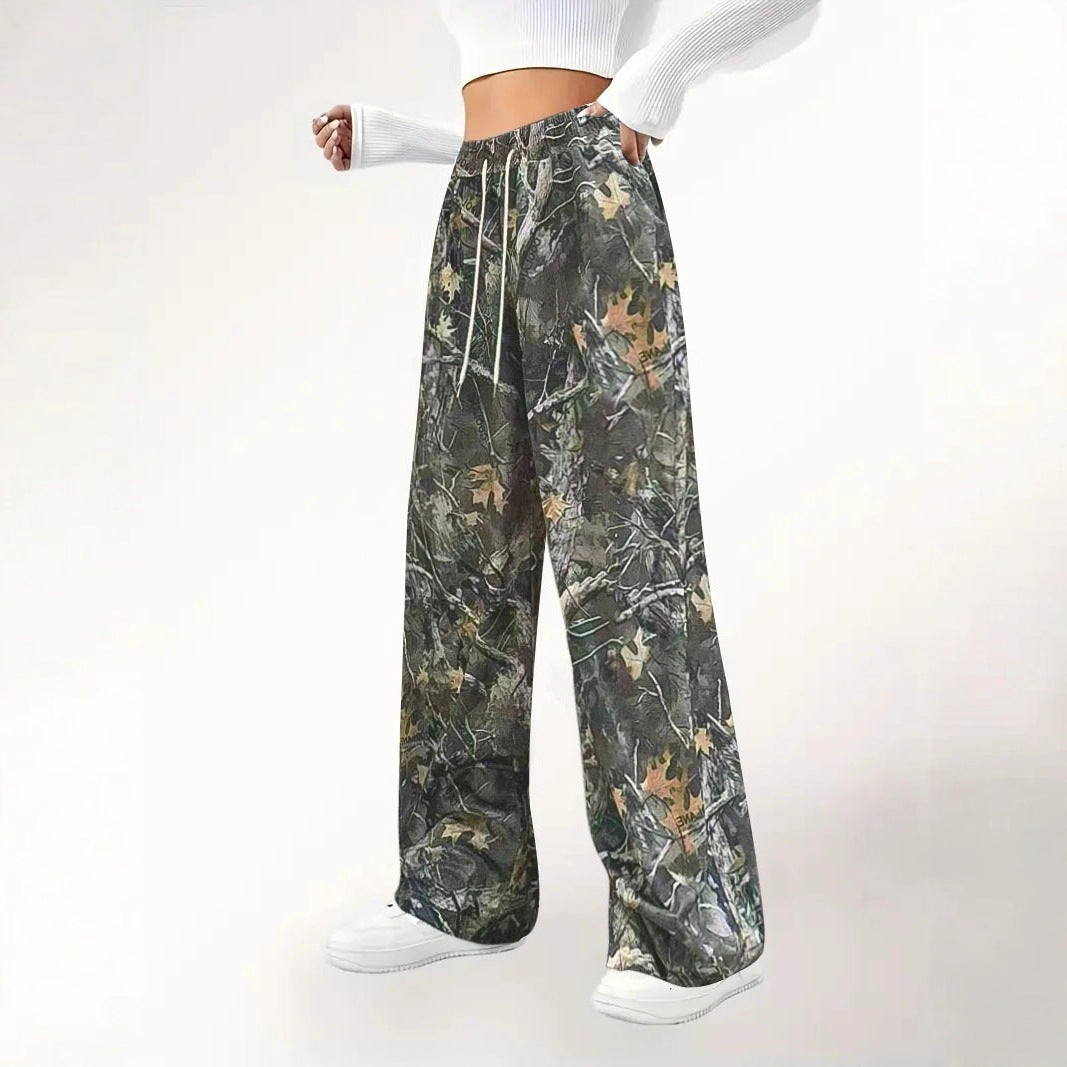 Camouflage palazzo pants for women with elastic waist and comfortable fit Lune London