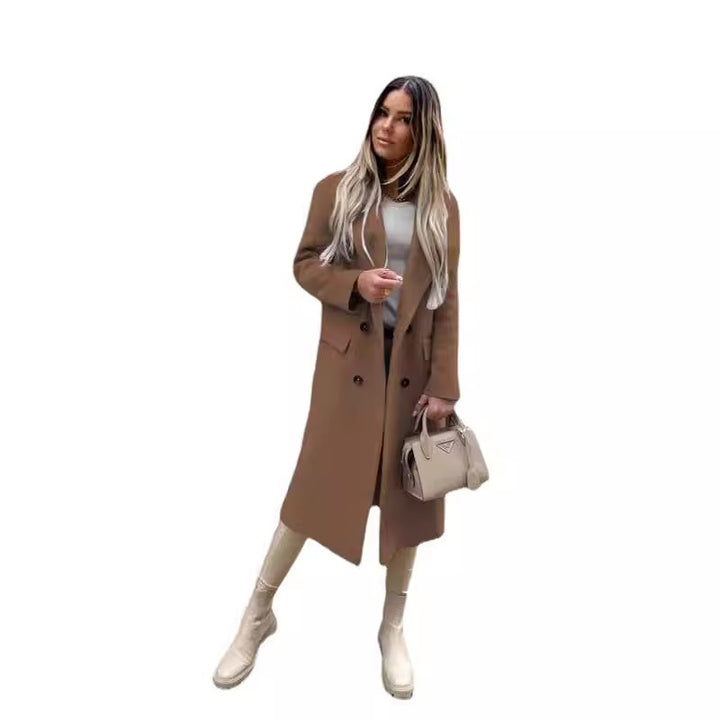 Ladies elegant and timeless wool coat with double breasted Lune London