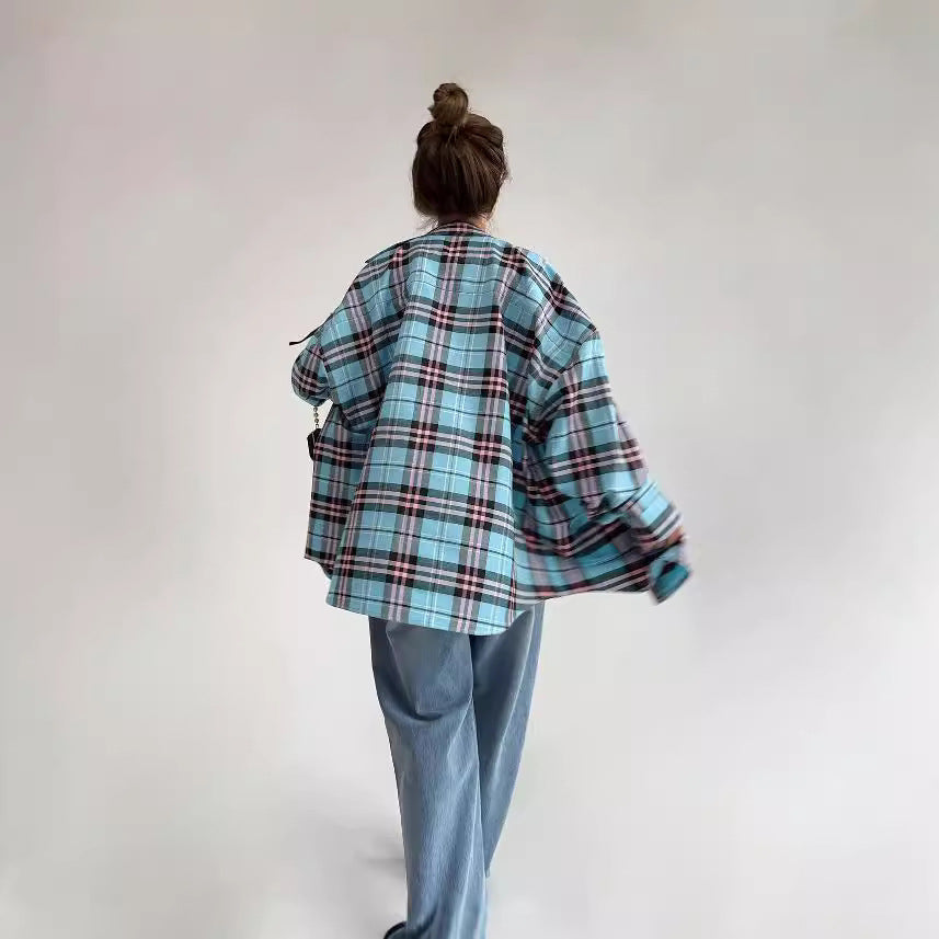 Oversized plaid shirt ladies Chic und Style