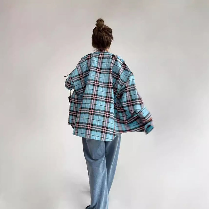 Oversized plaid shirt ladies Chic und Style