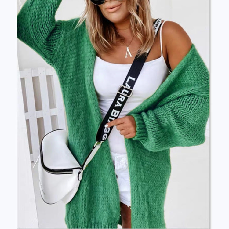 Ladies chunky knit cardigan with open front and relaxed fit Lune London