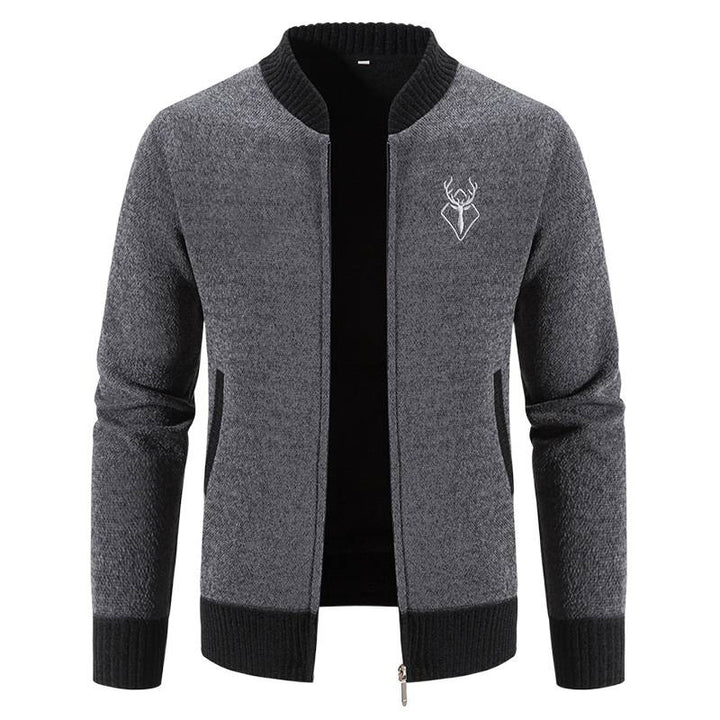 Zip-up knit jacket with high collar for men Lune London
