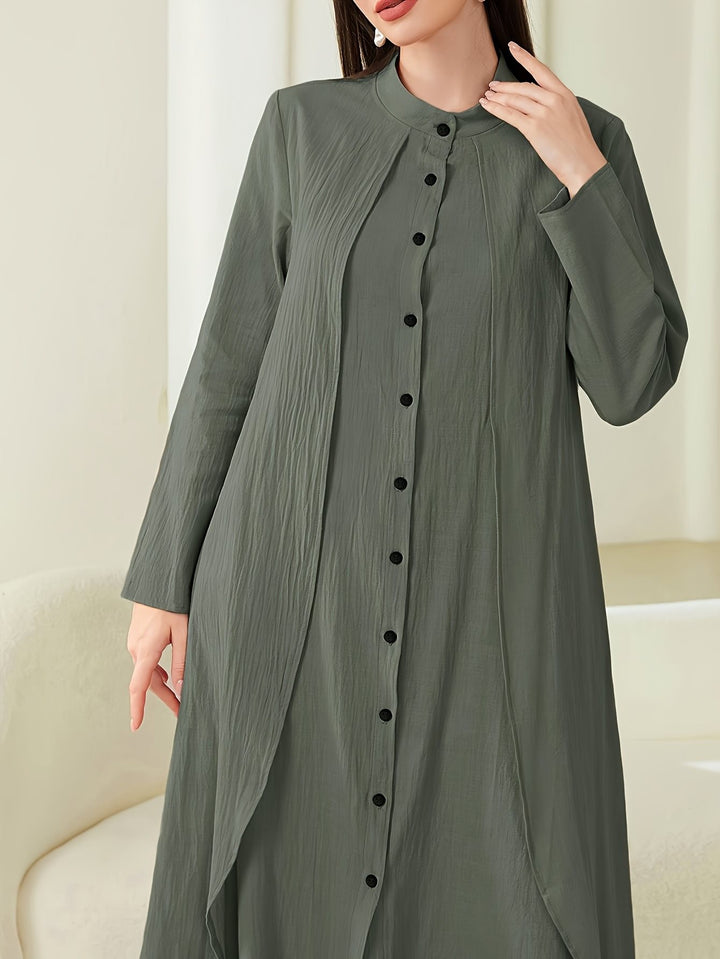 Midi dress for women with a fluid cut and button placket Lune London