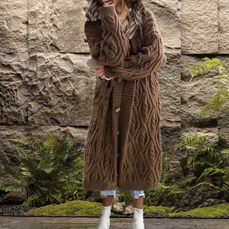 Veste courte en tricot épais pour femme avec motif en câble texturé et détails de boutons Chic & Stil