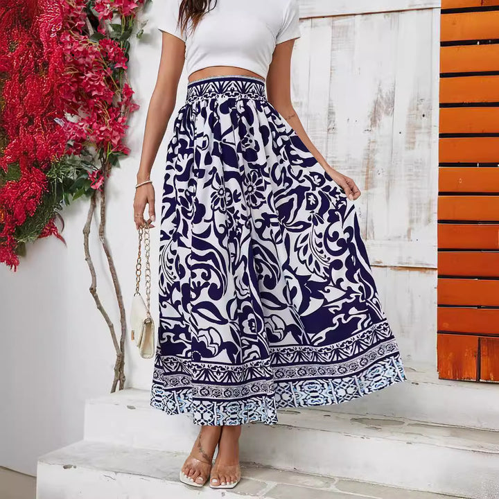 Ladies Elegant Flowers Maxi Skirt Lune London