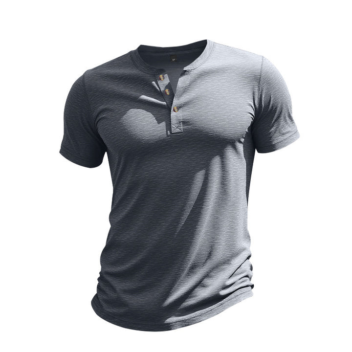 Casual short sleeve Henley T-shirt for men in breathable material Lune London