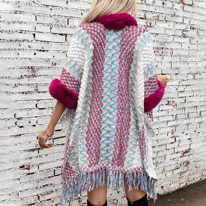 Ladies Soft Pullover with Luxurious Faux Fur Trim Lune London