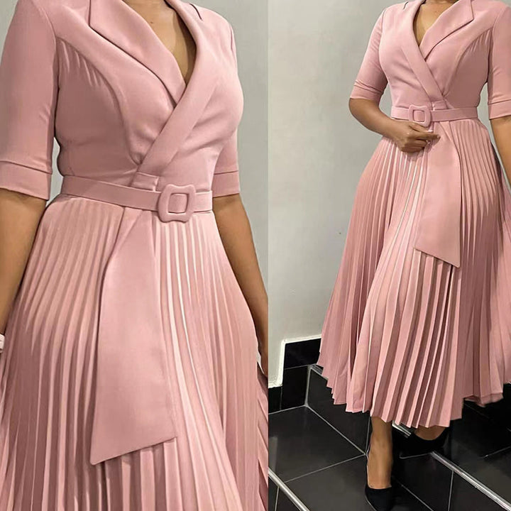 Pleated evening dress for women with fitted design Lune London