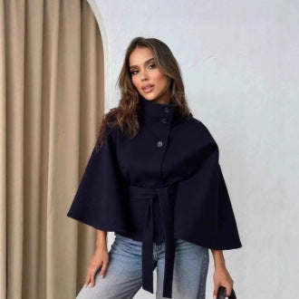 Women’s wrap coat with high collar and belt Lune London