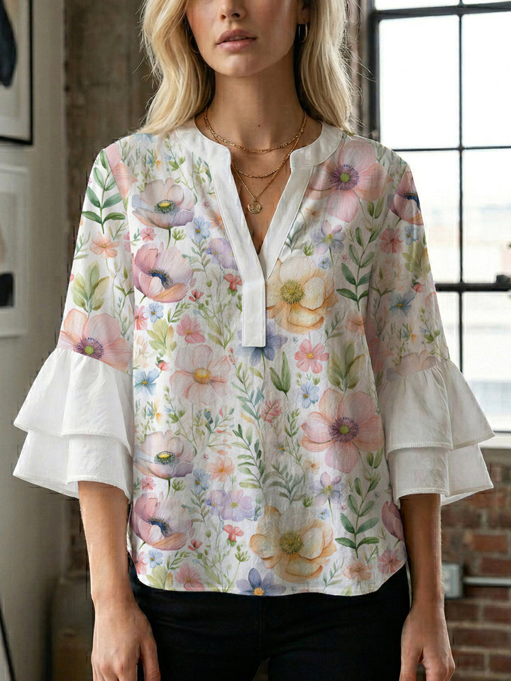 Women's flower creation with voluminous ruffled sleeves Lune London