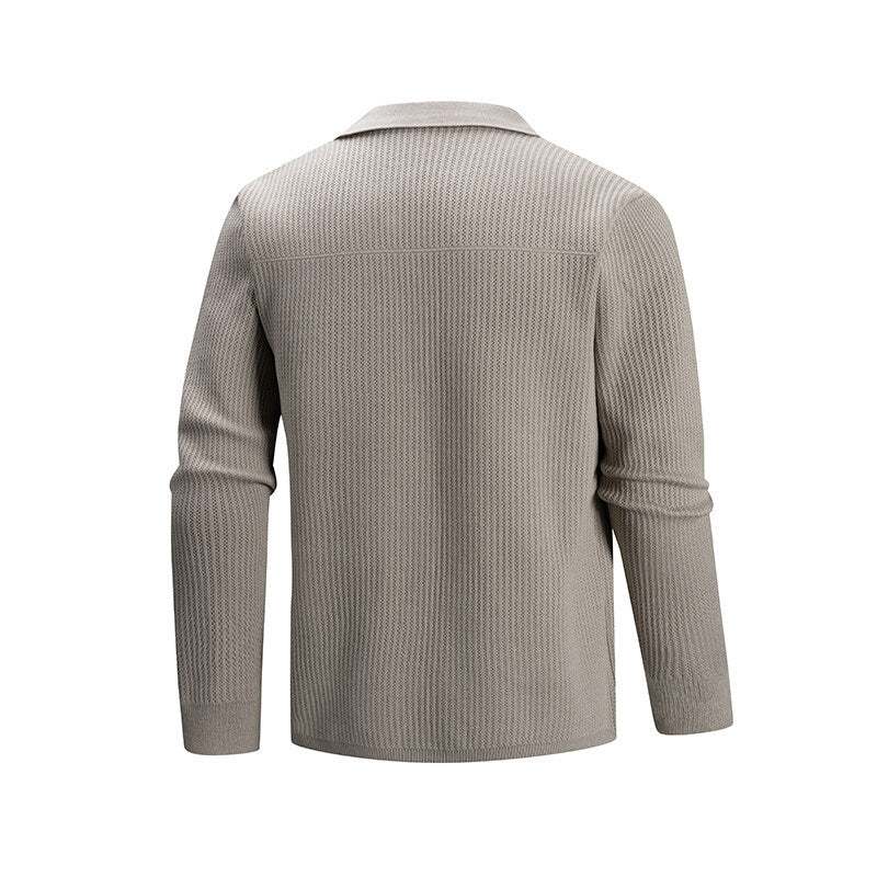 Men's knit jacket with a modern ribbed pattern and practical pockets Lune London